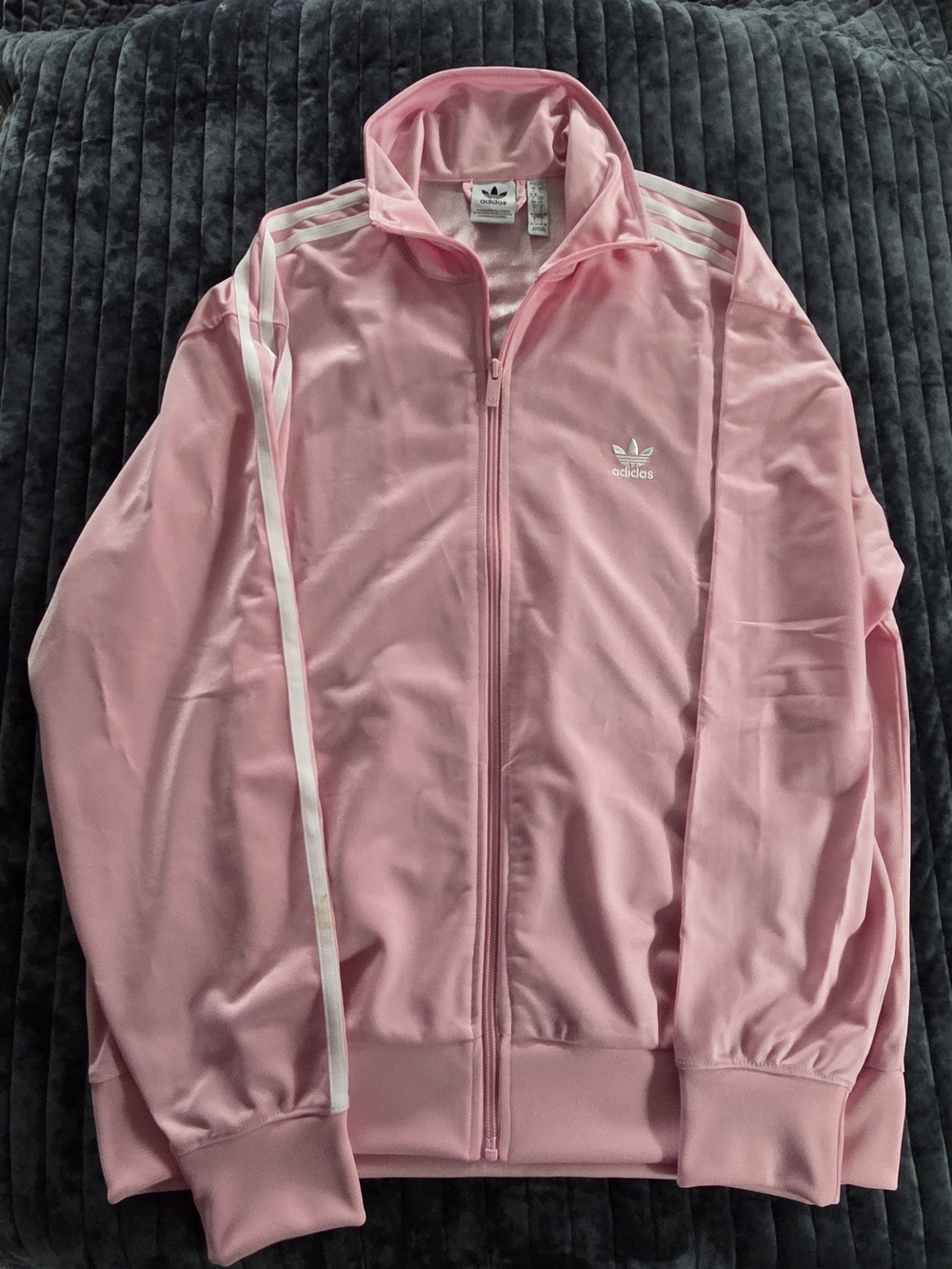 $10 adidas Pink Women's Varsity Track Jacket with White Stripes